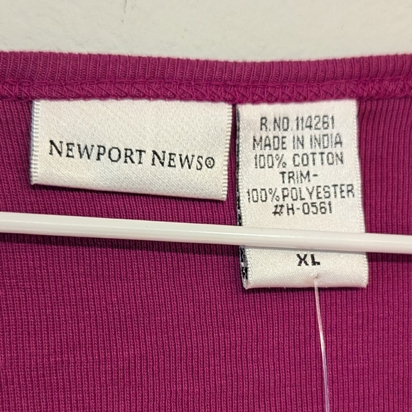 NWT Newport News Women's XL Fuschia Surplice Faux Wrap Embellished Knit Top 104 - Picture 4 of 7